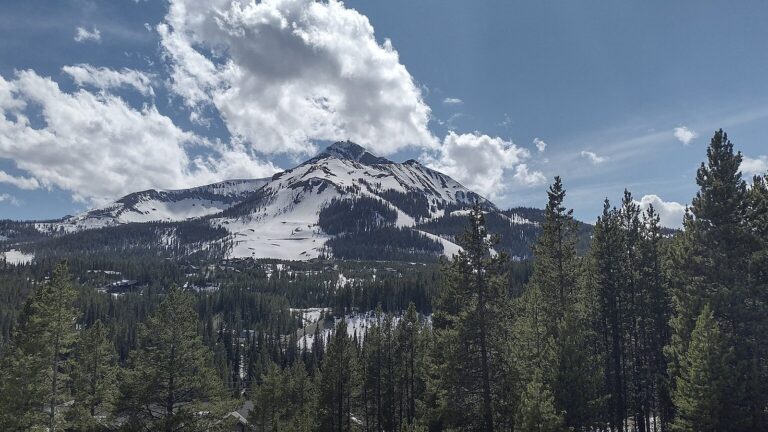 Lone Mountain and ski slopes in March. Big Sky, Montana