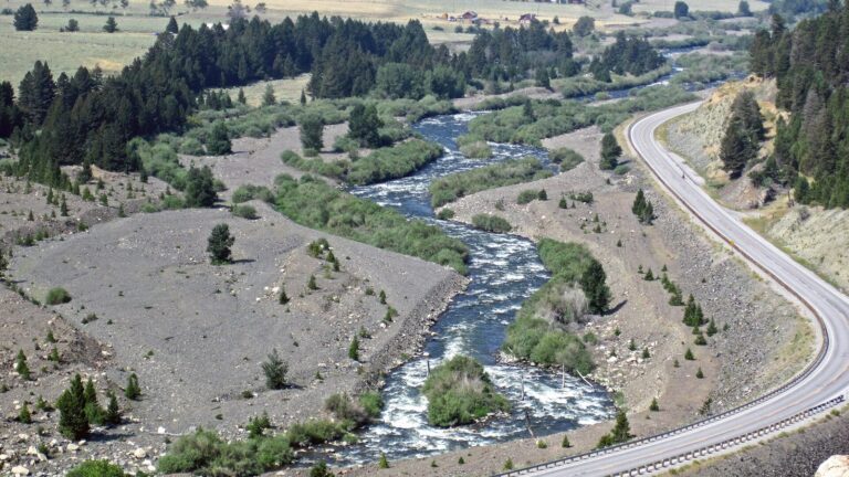 Madison River (looking downstream) Locality: view from atop the Madison Landslide, southeastern Madison County, southwestern Montana, USA