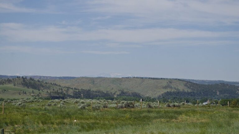 Looking south at the foothills of the Pryor Mountains near Billings, Montana. The Pryor Mountains can be seen in the far distance.