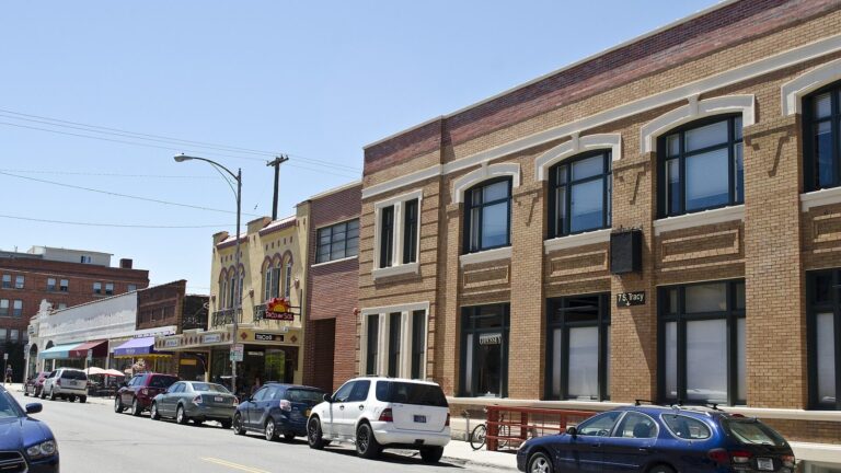 The west side of the 000 block of South Tracy Avenue in Bozeman, Montana. In the first decade of Bozeman's existence, Main Street began to take shape